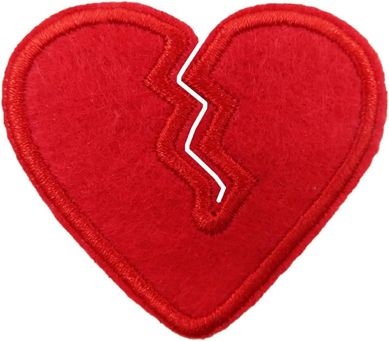 Mixed Media - Broken Heart Embroidered Iron On Patch