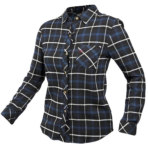 FASTHOUSE Women's Honey Flannel (Dust Blue/Black, Medium) at Amazon