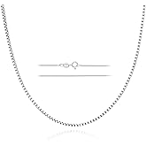 KUYLBUK 925 Sterling Silver Chain Necklace for Women Thin 0.8mm Box Chain, Dainty & Sturdy Hypoallergenic Necklace 16/18/20/24/30 Inches