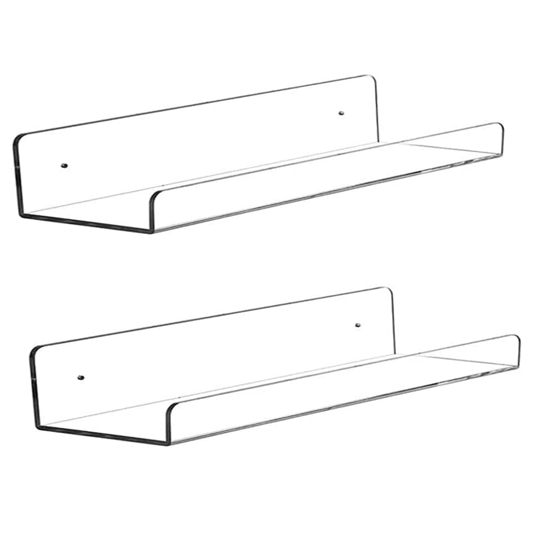 Baoswi 2 Pack Clear Acrylic Shelf 38 cm Invisible Floating Wall Ledge Shelf, Book Display Shelves Wall Mounted Display Organiser Bathroom Shelf