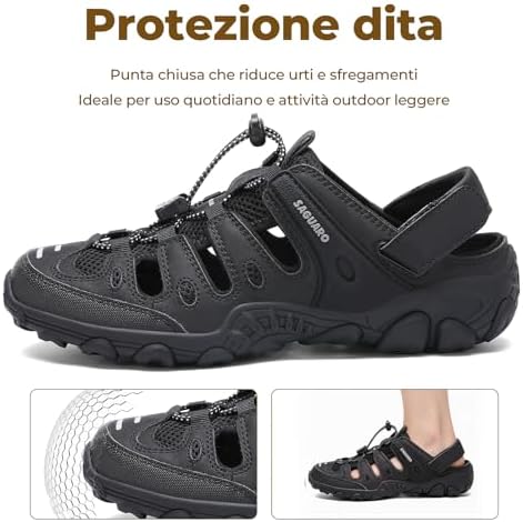Sandali Trekking Donna Leggeri Traspiranti, Nero 37