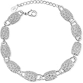 925 Sterling Silver Charm Cuff Bracelets Dainty Olive Bracelet for Women Classic Tennis Bracelet Retro Hollowed Out Simple Lucky Adjustable Bracelet Hollow Chain