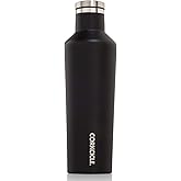 Corkcicle Canteen - Water Bottle and Thermos - Keeps Beverages Cold for Over 25, Hot for Over 12 Hours - Triple Insulated with Shatterproof Stainless Steel Construction - Matte Black - 16 oz.