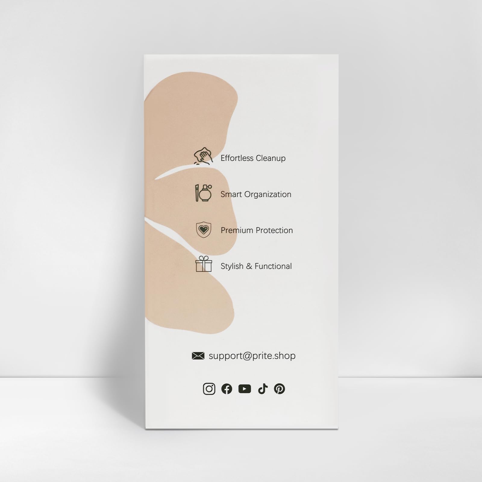 Prite Makeup Bag for Women Travel Waterproof Vegan Leather Cosmetic Bag Open Flat Toiletry Bag With Clear Divider and Handle (Beige)