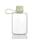 Qusmeiyici 8.2 oz/240 ml Flat Travel Water Bottle, BPA Free Tritan Reusable Plastic Water Bottles Square Plastic Flask Pocket for Camping, Fitness, Outdoor Sports, Fits Purse and Pocket(green)