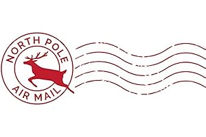 CANOPY STREET North Pole Self Inking Stamp/Santa Stamp / 13/16" x 2 3/16" Reindeer Rubber Impression/Red Ink Christmas Letter Stamp Imprint/Air Mail Winter Holiday Envelope Stamp