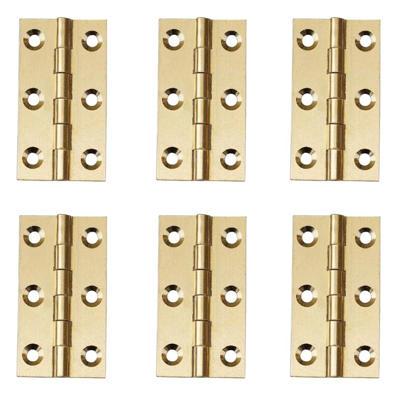 6Pcs Door Hinges,Heavy Duty Brass Folding Hinges for Gate,Window,Drawer 2inch Antique Brass