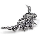 Rhinestone Black Flower Brooches for Women Fashion Vintage Brooch Pin Party Wedding Accessories Large Broches Gift