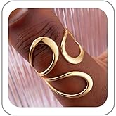 BOOZIQ Gold Chunky Rings for Women Vintage Thumb Ring Stainless Steel Interlock Ring Irregular Open Adjustable Statement Rings for Women Prom Costumes Jewelry Accessories