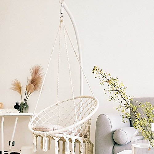 CCTRO Hammock Chair Macrame Swing,Boho Style Rattan Chair Hanging