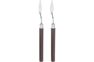 HARFINGTON 2pcs No.7 Palette Knives 10mm Width Stainless Steel Small Pointy Spatula Painting Pallet Knife with Wood Handle fo