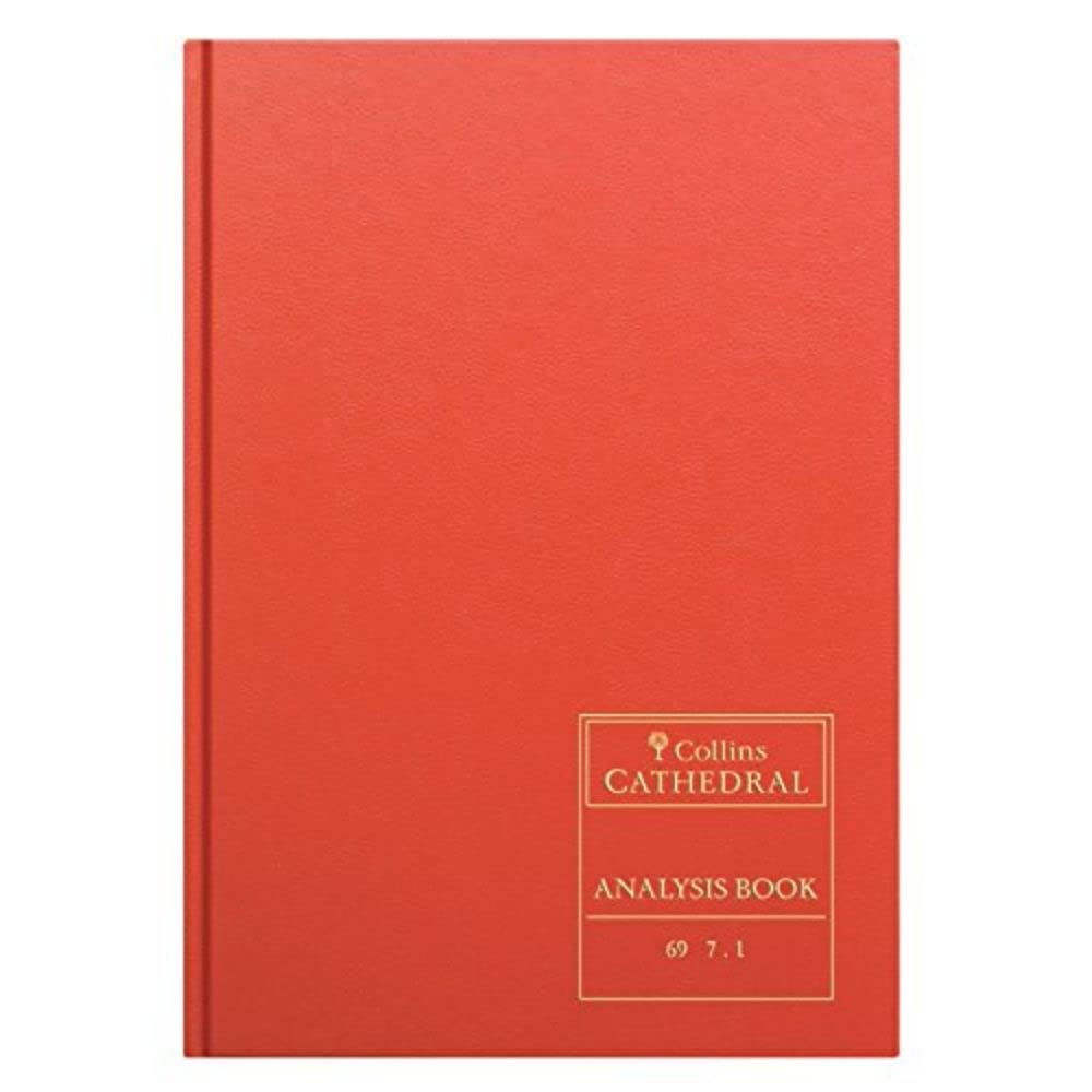 Collins Debden Ltd 060378 69 Series Cathedral A4 Analysis Book, 7 Cash Columns, 96 Pages, Red 1