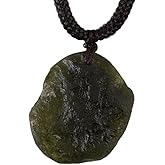 KETLIXS Moldavite Crystal Necklace,Raw Czech Meteorite Stone Certified Healing Crystal Pendant,Green,Irregualr Shape