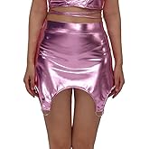 LIUWANCN Women's Sexy Metallic Short Skirt High Waist Shiny Holographic Bodycon Night Party Mini Skirt