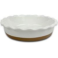 Mora Ceramic Pie Pan for Baking - 9 inch - Deep and Fluted Pie Dish for Old Fashion Apple Pie, Quiche, Pot Pies, Tart, etc - 