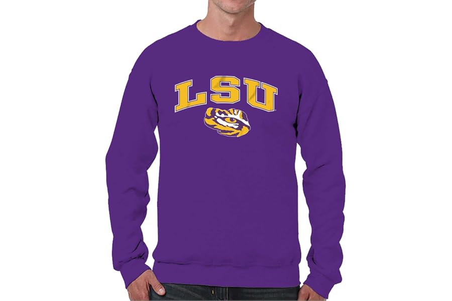 NCAA College Sweatshirt Fleece Crewneck Pullover for Men and Women | Officially licensed NCAA college gameday crewneck pullover - 9 oz fleece lined sweatshirt with arch and logo design