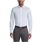 Calvin Klein Men's Dress Shirts Non Iron Stretch Regular Fit Check Blue