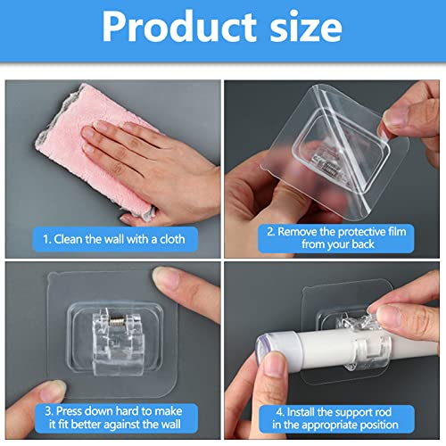 OMJMYY 8 x Curtain Hooks without Drilling Self-Adhesive Curtain Rod without Drilling for Hanging Curtains or Towel Rail 6 x 6 cm