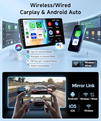 Rimoody Car Radio for Ford Focus Mk2 Mk3 Exi MT 2 3 2004-2011 Wireless Carplay Android Car You-Tube Vi-Link Bluetooth FM/RDS DSP EQ, 9 Inch Touchscreen Radio USB/AUX SWC Rear Camera