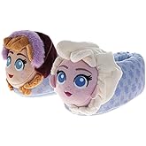 Disney Frozen Elsa and Anna Girls Slippers - Plush Non-Slip Comfy Fluffy Lightweight Warm Comfort Soft Aline Indoor House Slippers (Toddler/Little Kid)