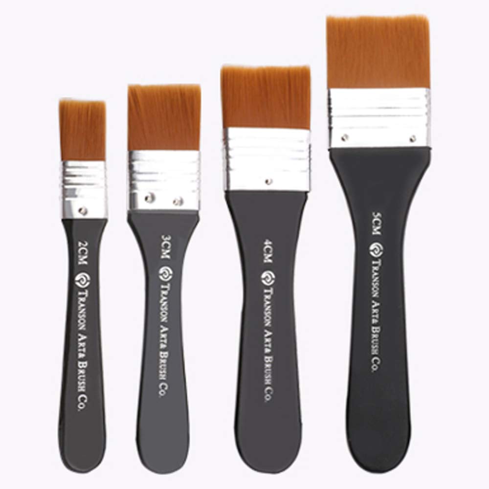 Color Paint Chip Brushes Paint Brush Set with Wooden Handle Flat Brush Set Glaze Brush Set Brush Set Ideal for Wall and Wood Paint for staining, for Glue and Gesso primers Brush for Painting 4 Pieces