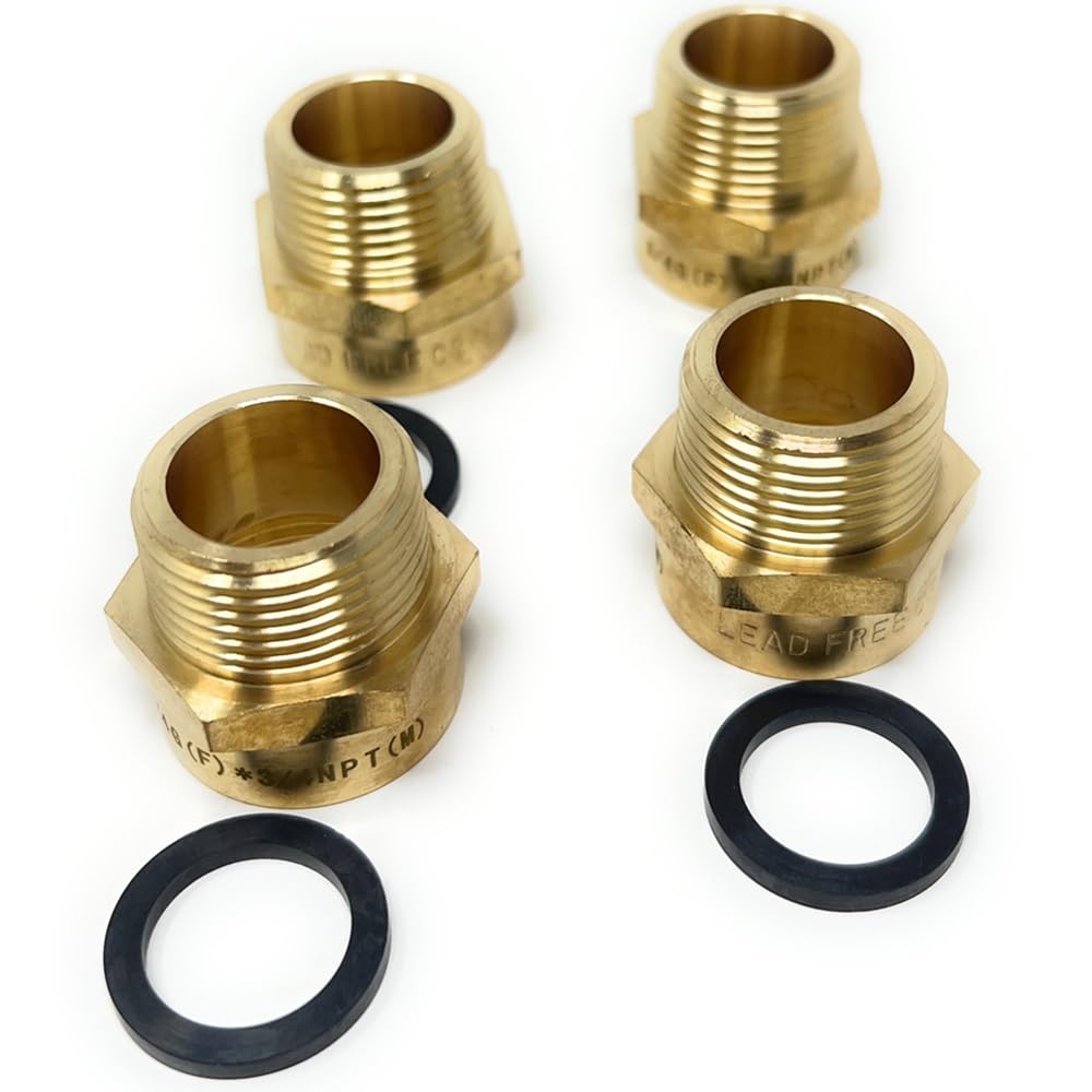 G Thread (Metric BSPP) Female to NPT Thread Male Pipe Fitting Adapter - Lead-Free (Four 3/4 inch)