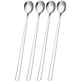 9 Inch Long Handle Spoon 304 Stainless Steel Coffee Spoon Extra Long Ice Cream Spoon, Mixing Stirring Spoon for Tea Cocktails