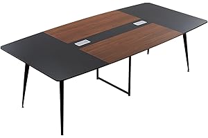 VEVOR Conference Table, 8 ft Boat Shaped Office Meeting Table for 10 Person, Modern Large Boat Meeting Desk with Metal Legs, 