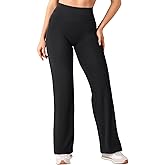 YEOREO Straight Leggings with Pockets for Women No Front Seam Workout Leggings High Waist Wide Leg Yoga Pants - 29"/ 31.5"