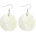 Natural White Sea Shell Silver Drop Dangle Earrings Women Gift Beach Jewelry