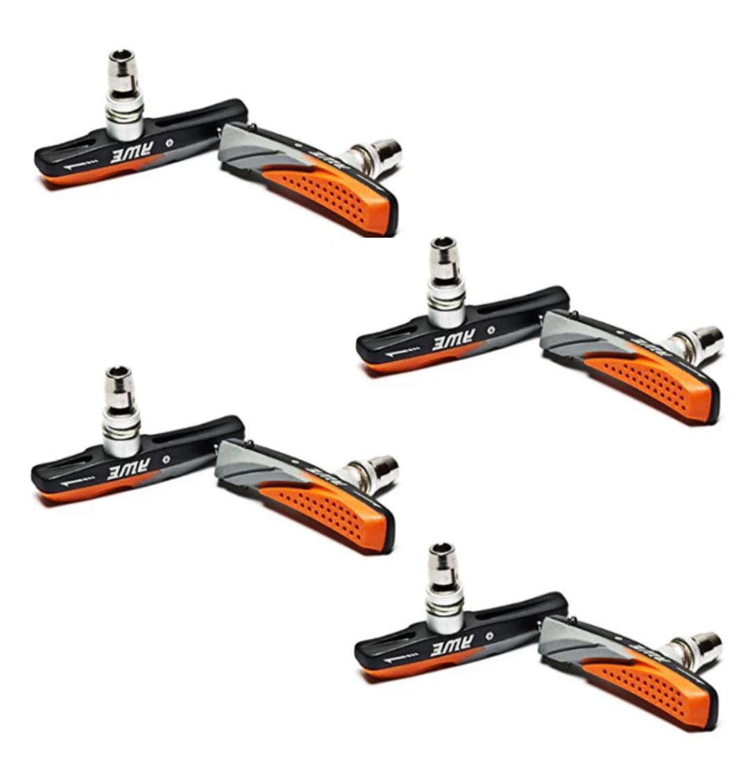 AWE X 4 Pairs MTB 72mm Two Tone Contour Design Brake Pads Grey/Orange