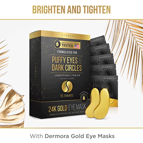 DERMORA 24K Gold Eye Mask Puffy Eyes and Dark Circles Treatments