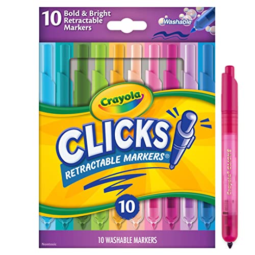 Crayola Washable Markers with Retractable Tips, Clicks, School Supplies