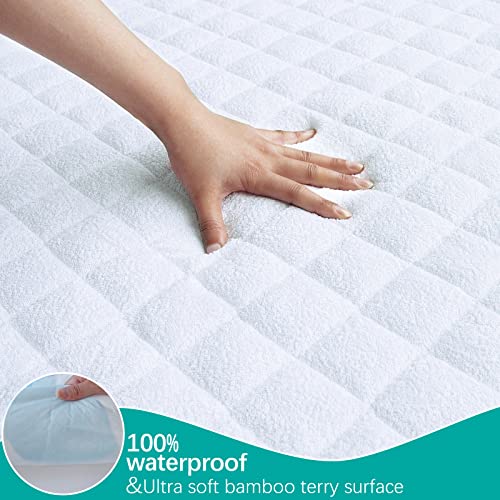 Crib Mattress Protector Pad Waterproof, Bamboo Quilted Crib Mattress