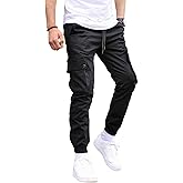 Bilitry Men Joggers Cargo Pants Hiking Outdoor Recreation Pants Stack Elastic Waist Pocket Pants Casual