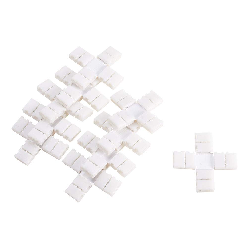 Othmro Cross Shape 2Pin Single Color LED Light Strip Connector Board for 3528 8mm Width LED Strip 10Pcs