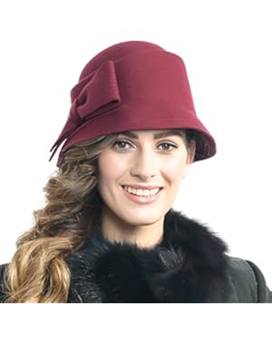 Fanny Women's Asymmetric Felt Cloche Hat with Bow Zs-z0008