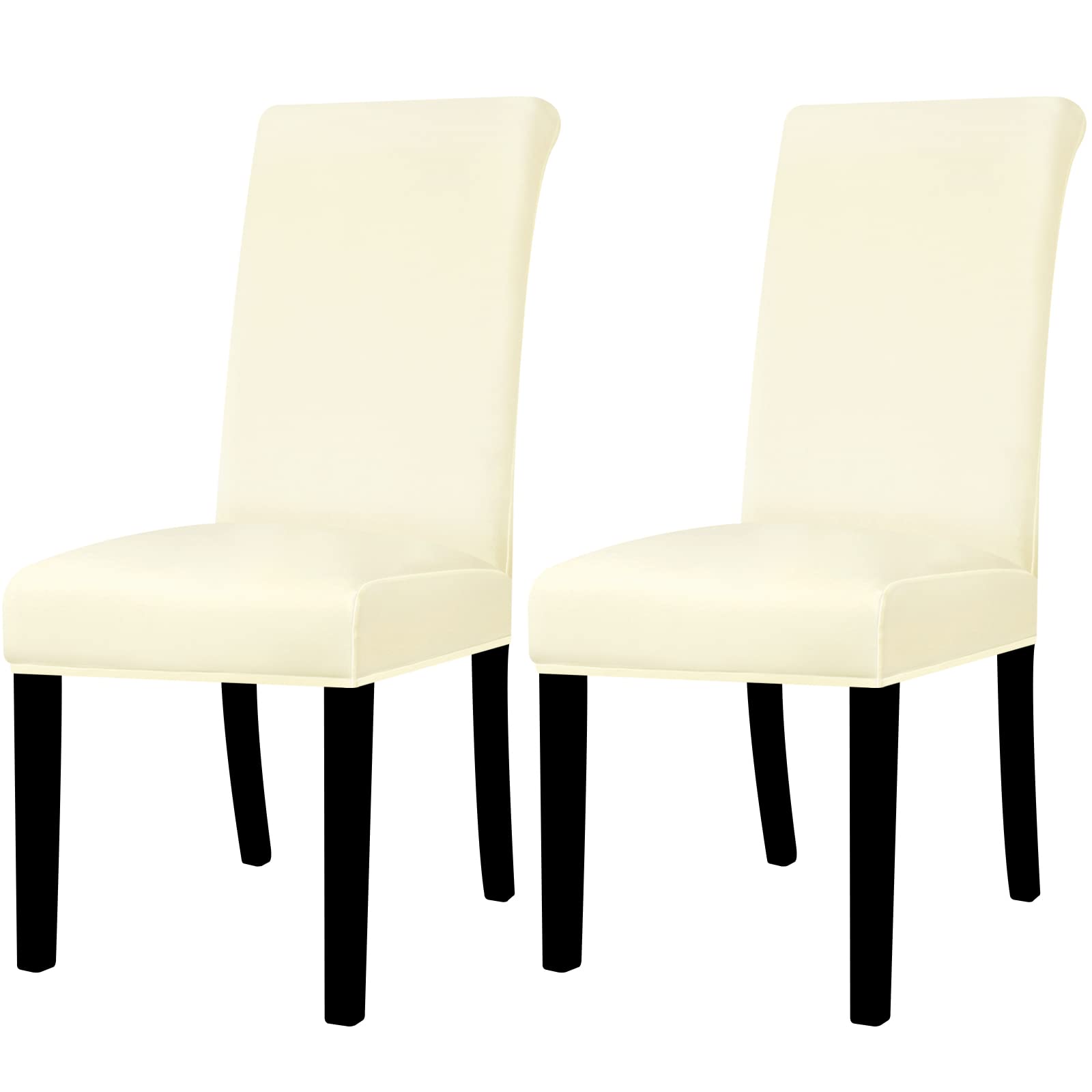 Lellen Dining Chair Covers Set of 2, Stretch Chair Covers Dining Chair Slipcovers Removable Washable Reusable Home & Kitchen Decor Protector Dining Room Chair Covers,Cream