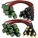 Igreeman 10 Pair Male &amp; Female DC Power Pigtail 18 AWG 5A Upgraded with Terminal Jack 2.1mm 5.5mm Connectors for Home Security Surveillance Camera and Party lighting