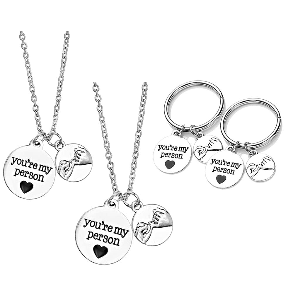 TOFBS Puzzle Partner Keychain Pendant Stainless Steel Alloy keyring With Engraving Couple Love Friendship Gifts Silver (4 Pcs Set#2)