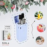 SHLs Reusable Stainless Steel Drinking Straw | Collapsible &amp; Eco-Friendly Silicone Straws with Hard Case &amp; Cleaning Brush | Perfect Holiday &amp; New Year Gift for Loved Ones (Blue)