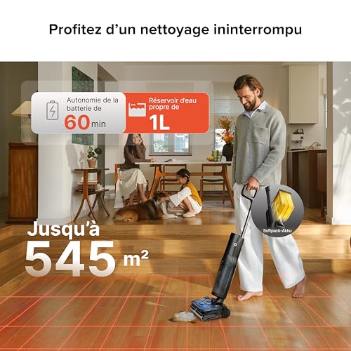 F25 ACE Pro Aspirateur Laveur sans Fil, 25000Pa, JetFoaming Anti-Taches, Brosse Anti-Emmêlement, Design 180° à Plat, Auto-Nettoyage Eau Chaude & Séchage, 60 Min