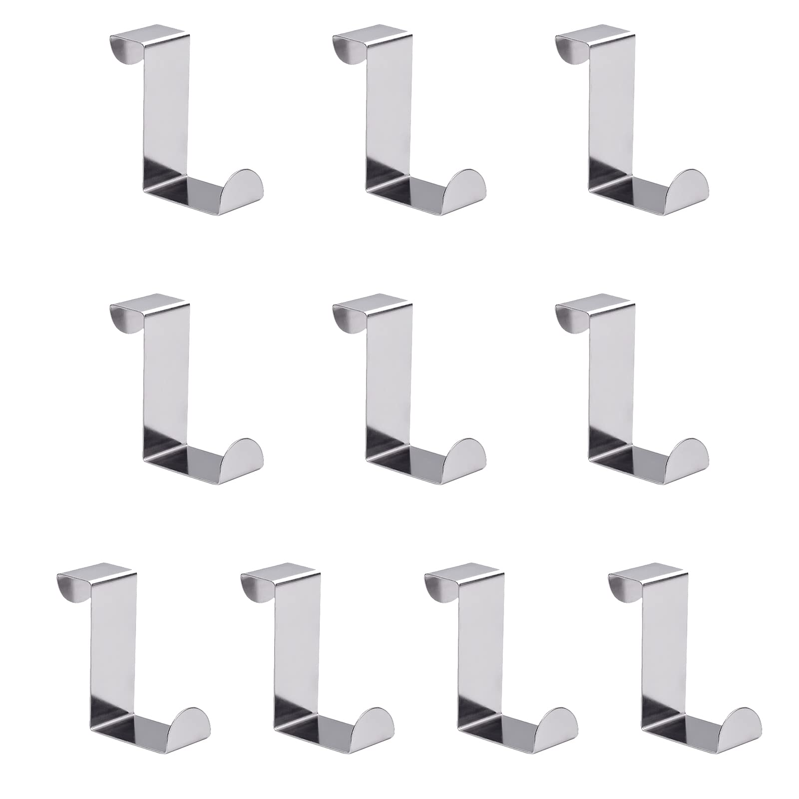 XZSomaloy 10Pcs Over Door Hooks Stainless Steel Door Hanger Z Hooks Strong Reversible Hook Hangers Coat Hooks Suitable for Bedroom Bathroom Kitchen Wardrobe