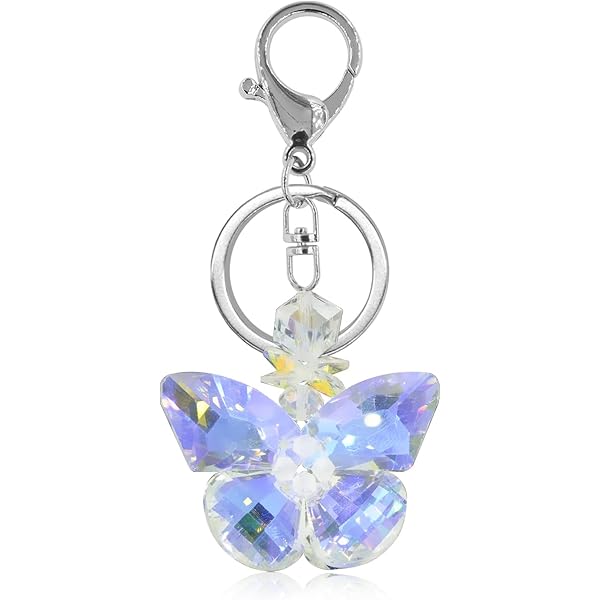OIIXXV Crystal Glass Flower Keychain For Women Backpack Charms For