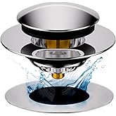 HAOMIAO Universal Pop-Up Bathtub Stopper with Clog-Proof Strainer, Bath Drain Plug (Fits 1.4-1.6 Inch Drains)