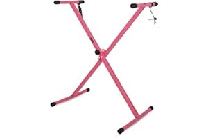 5 CORE Keyboard Stand Single X 7 Adjustable Heights & Width Digital Electric Piano Synthesizer Music Stands For 61 76 88 Keys Durable & Sturdy Easy to Assemble - KS 1X BPNK