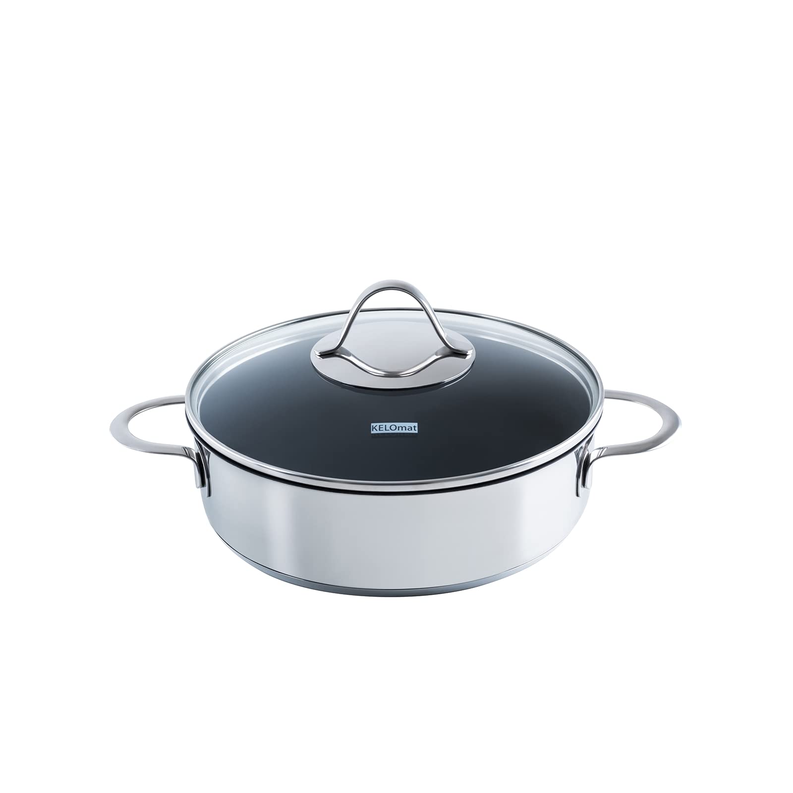 Kelomat 3544-383 Sauté Pan Stainless Steel with Non-Stick Coating and Silver-Grey Lid Diameter 24 cm