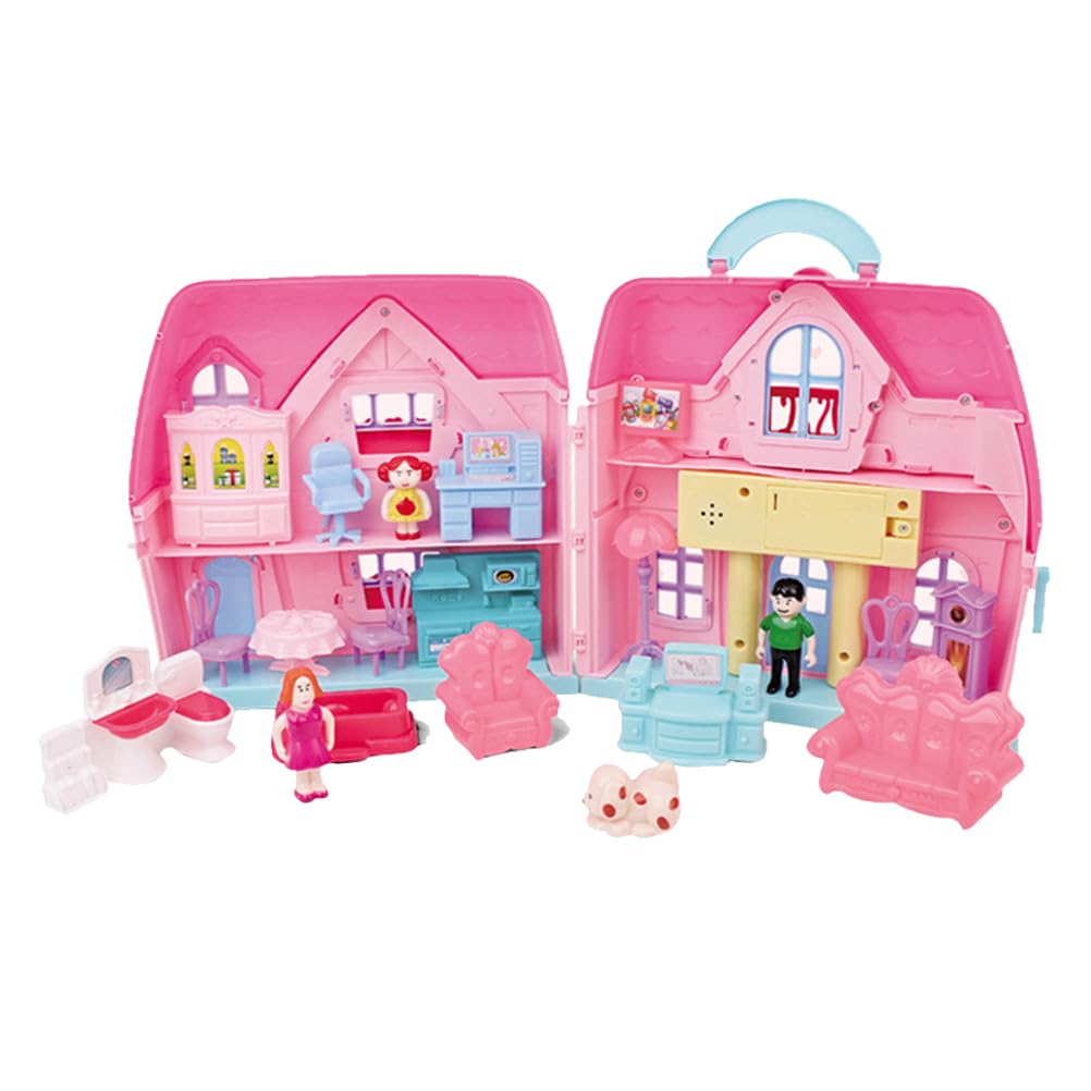 TOYANDONA 1 Set Toddler Dollhouse Toys Toy House with Musical Pretend Play Dollhouse Furniture Set for Toddler and Kids