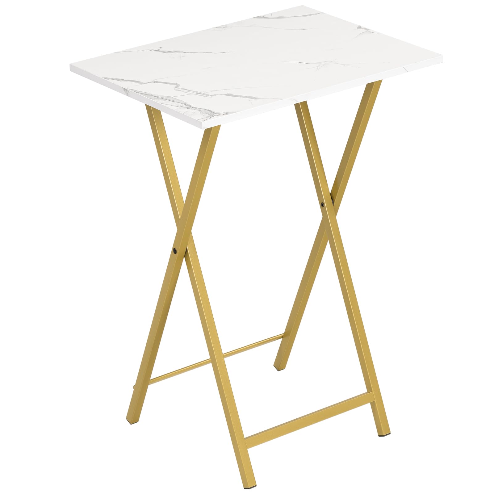 Photo 1 of ***FINAL SALE, NO RETURN***HOOBRO Folding TV Tray Table, Stable Snack Table for Small Space, Portable Sofa Side Desk, Easy Assembly and Storage, Ideal for Snacks and Meals in Living Room, Marble and Gold DM15BZ01