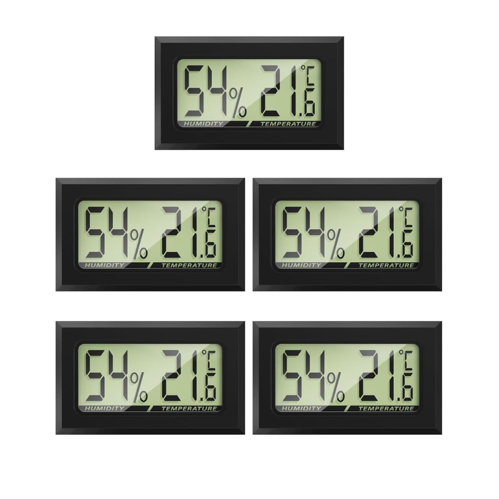 MAVORI® Mini Thermometer & Hygrometer Indoor Digital - 2in1 Indoor Thermometer & Humidity Meter - Professional Temperature and Humidity Monitor for Home - Highly Precise | Pack of 5 (Black)